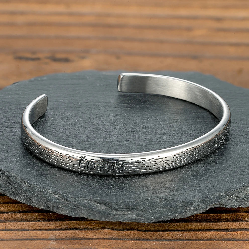 MKENDN Vintage Bark Texture Open Cuff Bracelet Cuban Cuff Bracelets Hand Wristband Fashion Jewelry Friends Gifts Viking Bangles