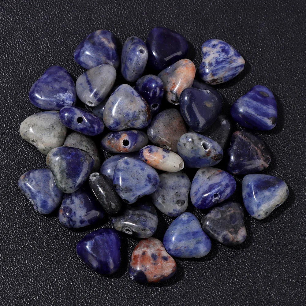 Natural Gems Heart Shape Stone Bead Central Drilled Fluorite Quartzs Loose Spacer Beads For Jewelry Making DIY Bracelet Earrings