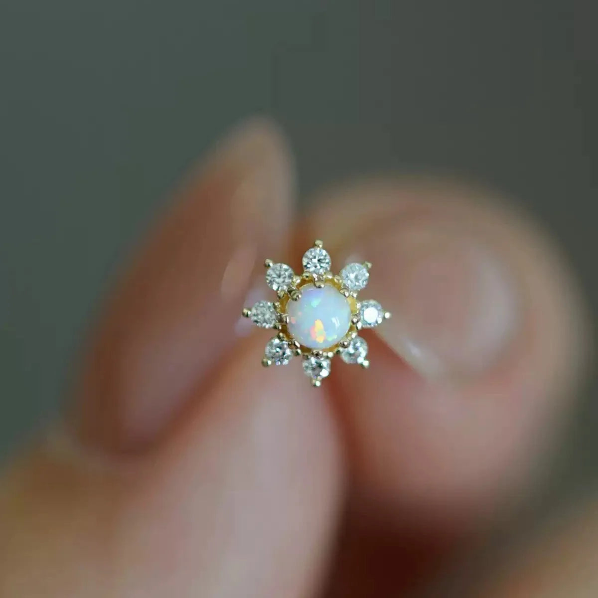 Boucles d'oreilles géométriques en argent sterling 925 plaqué or 14 carats, imitation opale et zircon, pour femmes, bijoux tendance de haute qualité, cadeaux