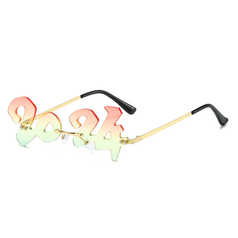 2024 New Shape Retro Sunglasses Women Men Rimless Shades Colorful Fashion Eyewear Luxury Party Hip Hop Sun Glasses UV400 Female