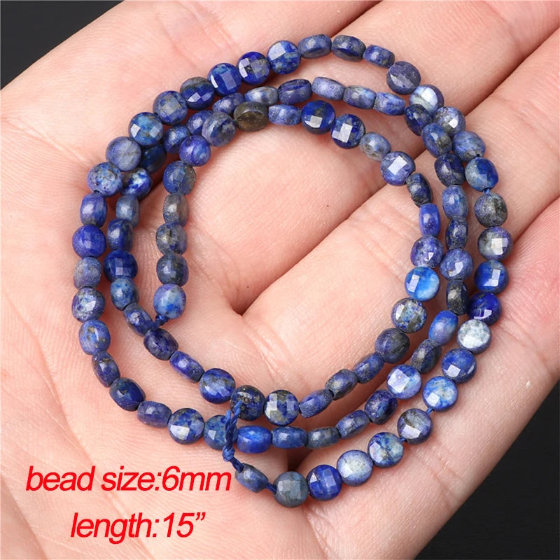 Natural Lapis Lazuli Bead Blue Round Tube Faceted Loose Spacer Stone Beads For Jewelry Making DIY Handmade Bracelets Necklace