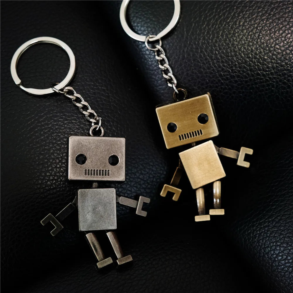 MKENDN New Design Metal Big-Headed Robots Keychains Creative Car  Keyrings Gifts Custom LOGO