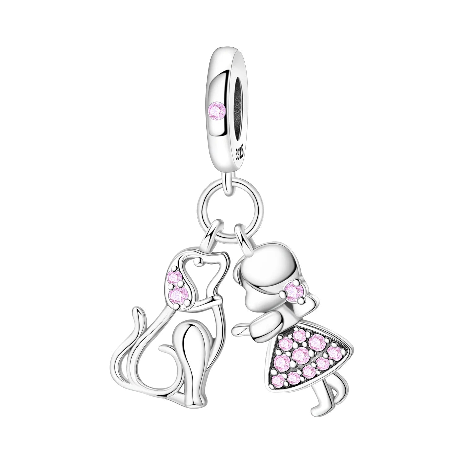 PANPOKI 925 Sterling Silver Boy And Cute Bear Pendant Charms Beads Fit Bracelets DIY Party Trendy Gifts Jewelry Accessory
