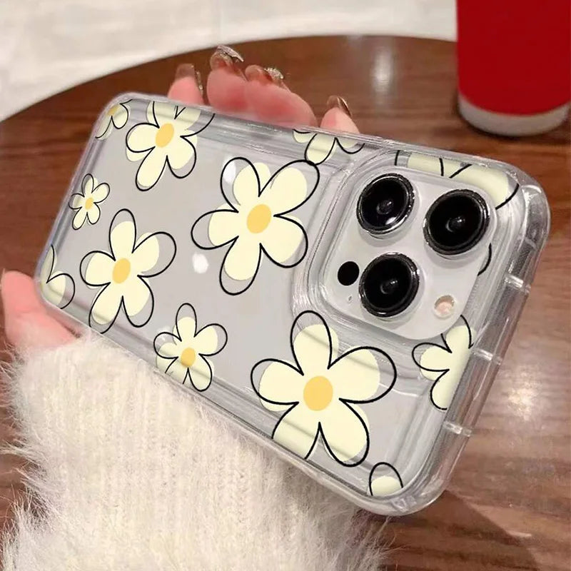 Floral Pattern Transparent Shockproof Phone Case for Xiaomi Redmi Note 13 12 11 10 9 Pro Plus 11s 10s 13C 12C Redmi 13 4G Cover