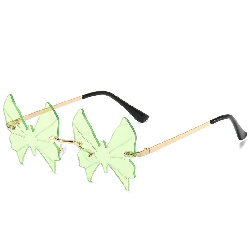 2025 Fashion Rimless Butterfly Sunglasses For Women Men Personalized Trendy Metal Irregular Sun Glasses Party Decorative Glasses