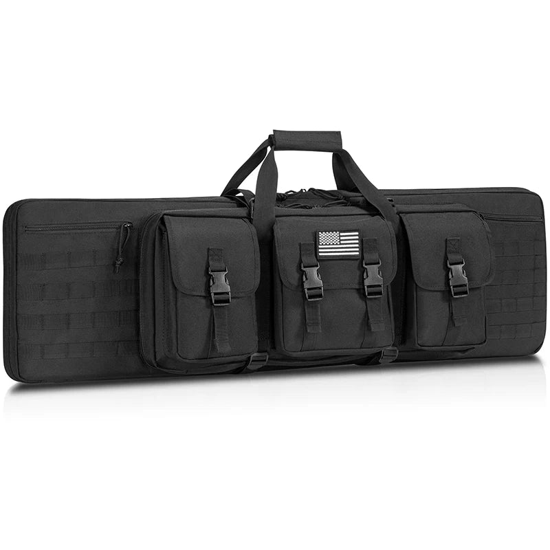 42 Double Soft Rifle Case Tactical Long Gun Bag Storage Transportation Backpack Outdoor Hunting Shooting Range Black
