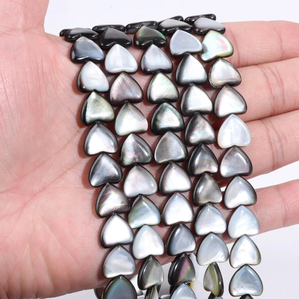 High Quality Natural Shell Beads Grey Mother of Pearl Heart Square Round Spacer Beads For Jewelry Making DIY Bracelet Handmade