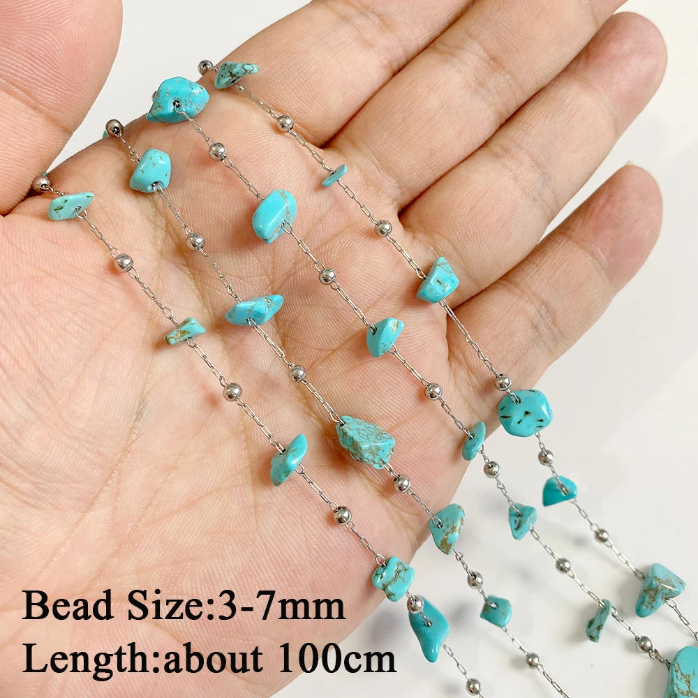 Wholesale Blue Turquoise Stone Beads Round Square Rondelle Irregular Loose Spacer Bead For Jewelry Making DIY Bracelet Necklace