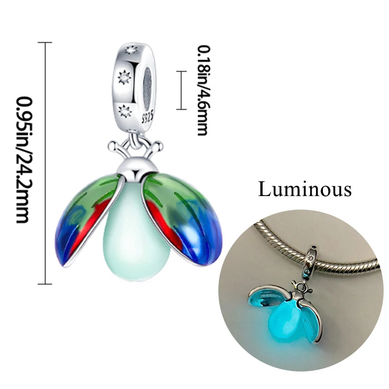 2024 neue 925 Sterling Silber Charms Glühwürmchen Sterne Glühende Leuchtende Charme Perlen für Original Anhänger Armbänder DIY Schmuck Geschenk