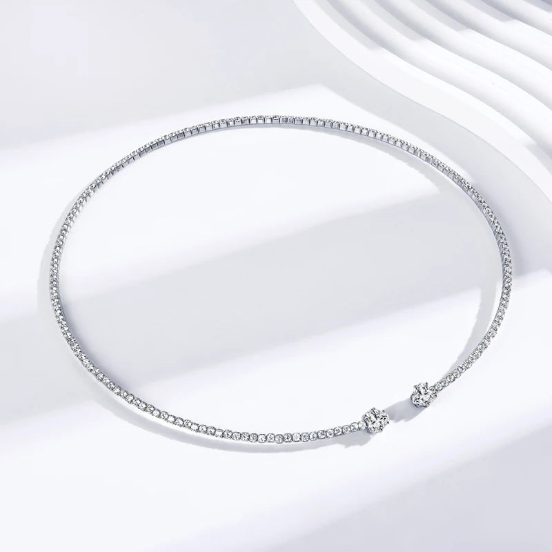 OXTAO GRA Certified Moissanite Love Heart Choker Necklace 6x6mm 925 Sterling Silver Clavicular Chain Wedding Party Jewelry Gift