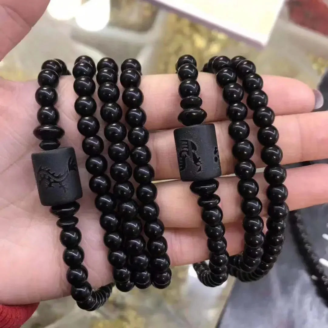 Natural Black Tourmaline Bracelet 6/8/10mm Stone Beads Bracelet - Madeinsea©