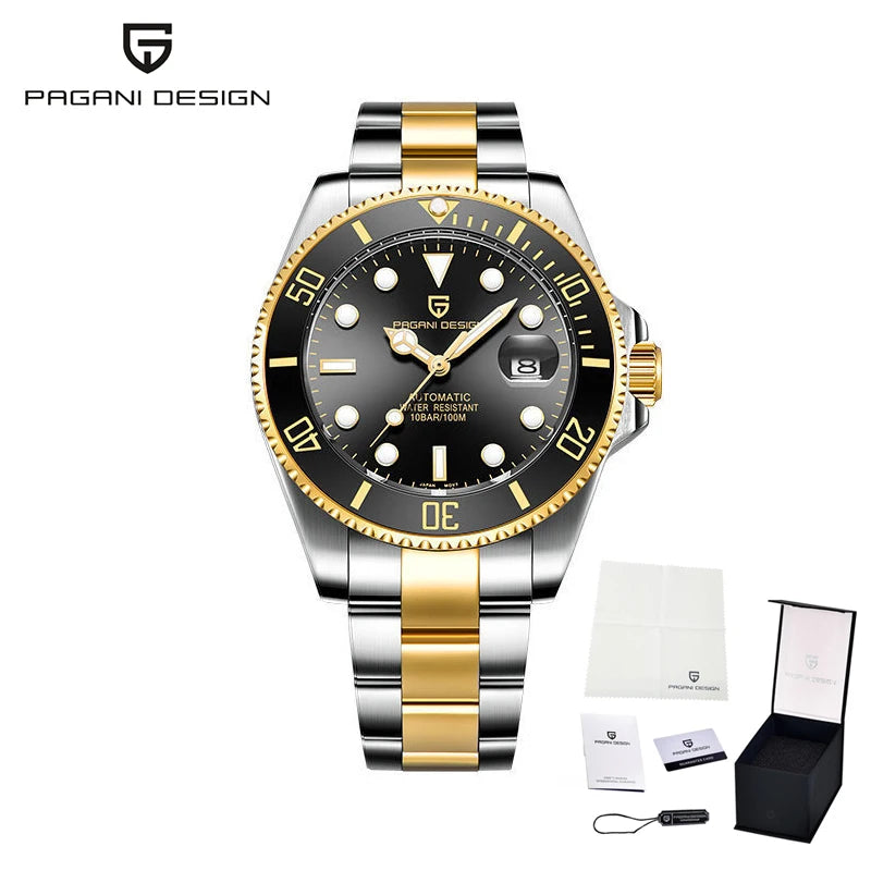 PAGANI DESIGN Brand Automatic Watch 43mm Men Watch Mechanical Watch Ceramic bezel Watch Stainless Steel Waterproof sports Watch