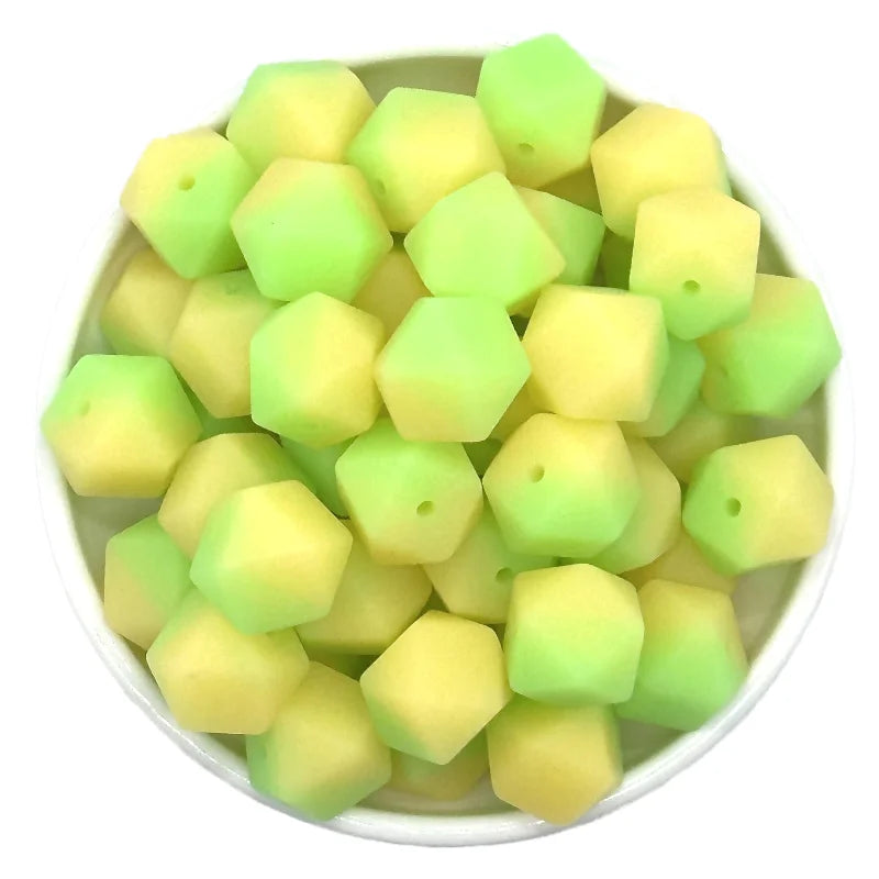 14mm 10/20pcs luminous hexagon silicone beads DIY necklaces Jewelry bracelets bag chains key chains car decoration chains beads