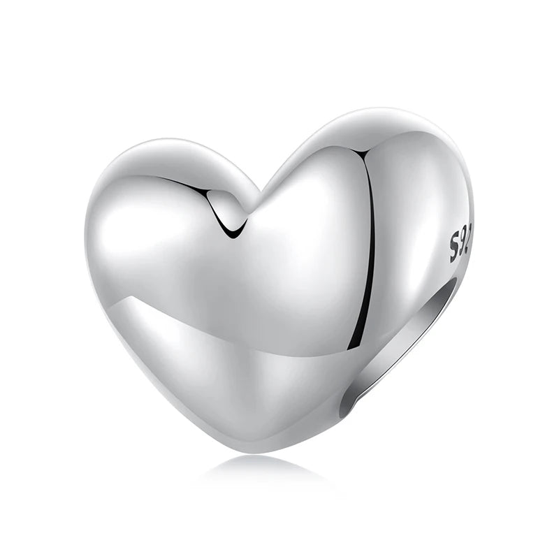 WOSTU 925 Sterling Silver Pink Love Heart Charms Bead Infinite Love Pendant Fit Bracelet Valentine Jewelry Mother's Day Gift
