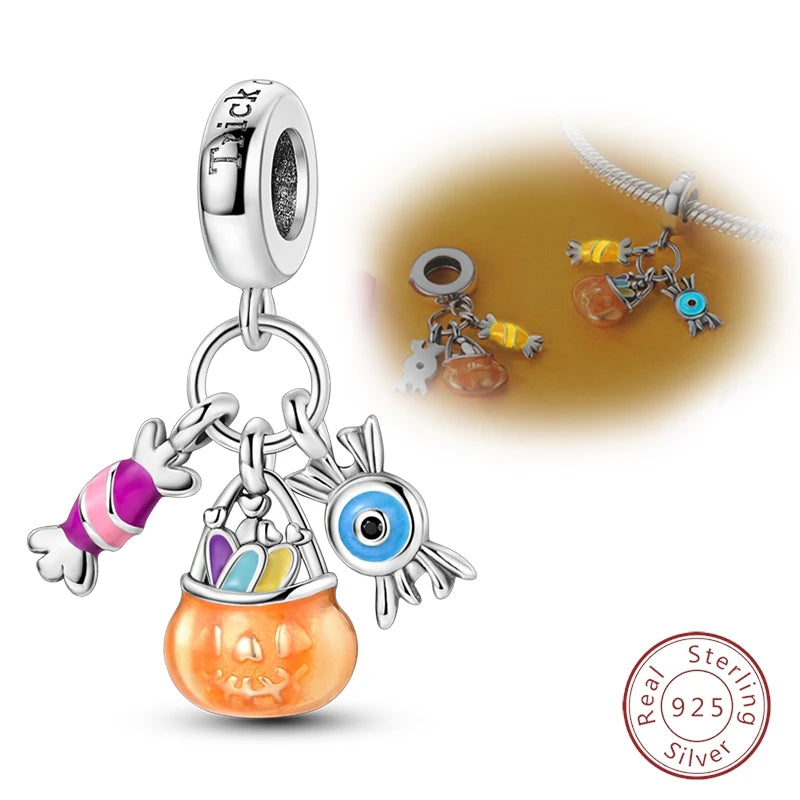 Halloween 925 Sterling Silver Design Charms Beads Pendants Suitable for Original Bracelet DIY Exquisite Making Jewelry