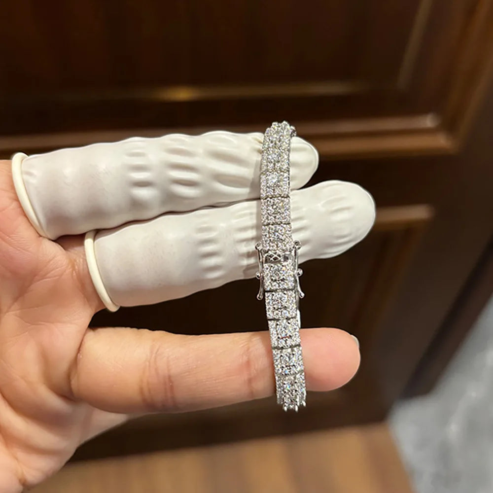 Serenity 3mm D Moissanite Tennis Bracelet for Women Man Gift 100% S925 Sterling Silver Lab Diamond Double Safety Lock Hand Chain - Madeinsea©