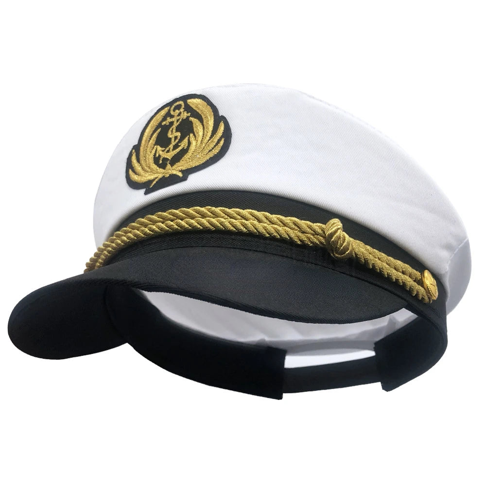 Adult Yacht Military Hats Boat Skipper Ship Sailor Captain Costume Hat Adjustable Cap Navy Marine Admiral For Men Women