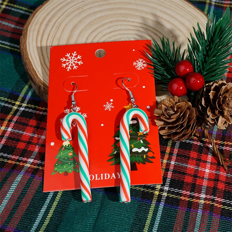 Christmas Drop Earrings For Women Shiny Rhinestone Santa Claus Xmas Tree Snowman Elk Snowflake Long Tassel Dangle Earring Gifts