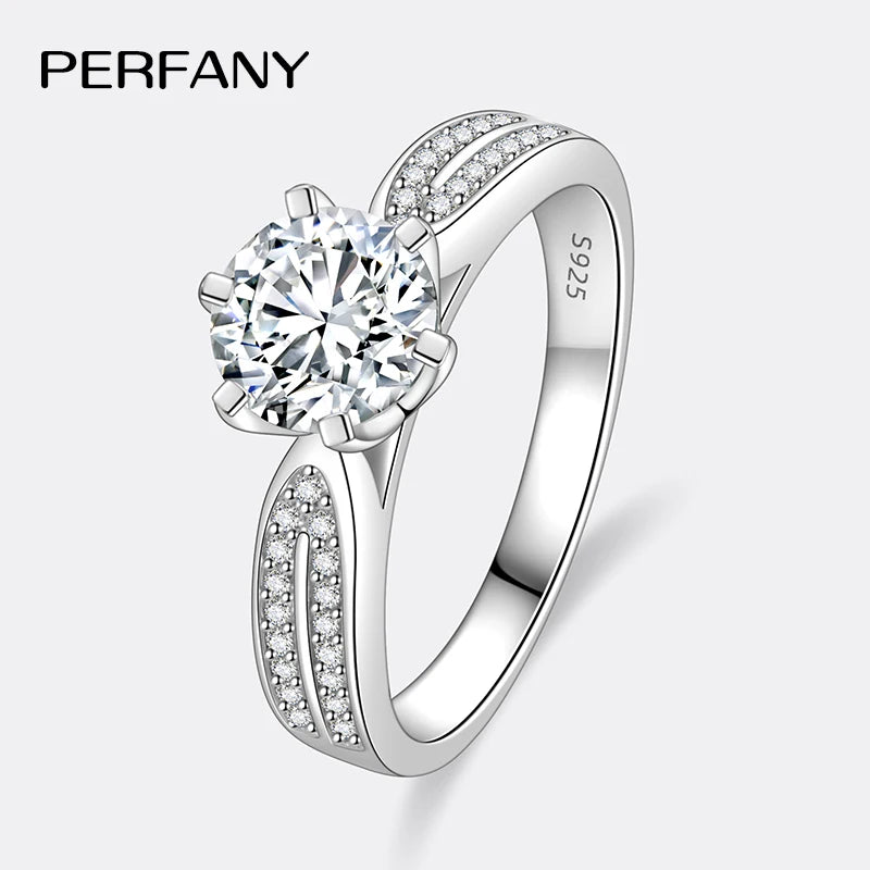 PERFANY 0.5-2CT Moissanite Ring for Women S925 Pure Silver Laboratory GRA Certified Diamond Wedding Luxury Jewelry - Madeinsea©