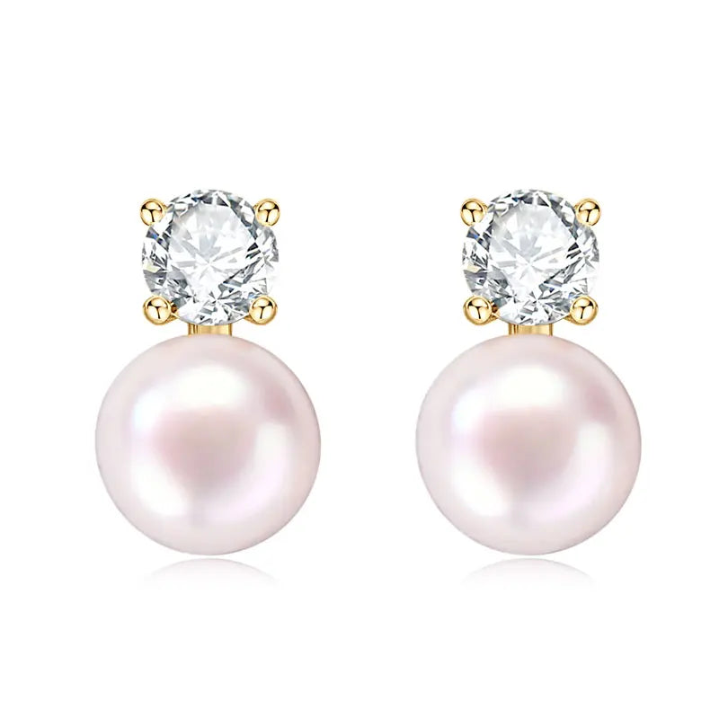 14K Gold Filled Circle Crystal Pearl Dazzling Stud Earrings 925 Sterling Silver Luxury Fine Jewelry For Women Anniversary Gift