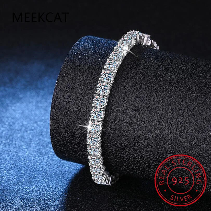 Sparkling 3/4/5/6.5MM Black White Full Moissanite Diamond Tennis Bracelet for Men Women Original S925 Silver Link Bracelets