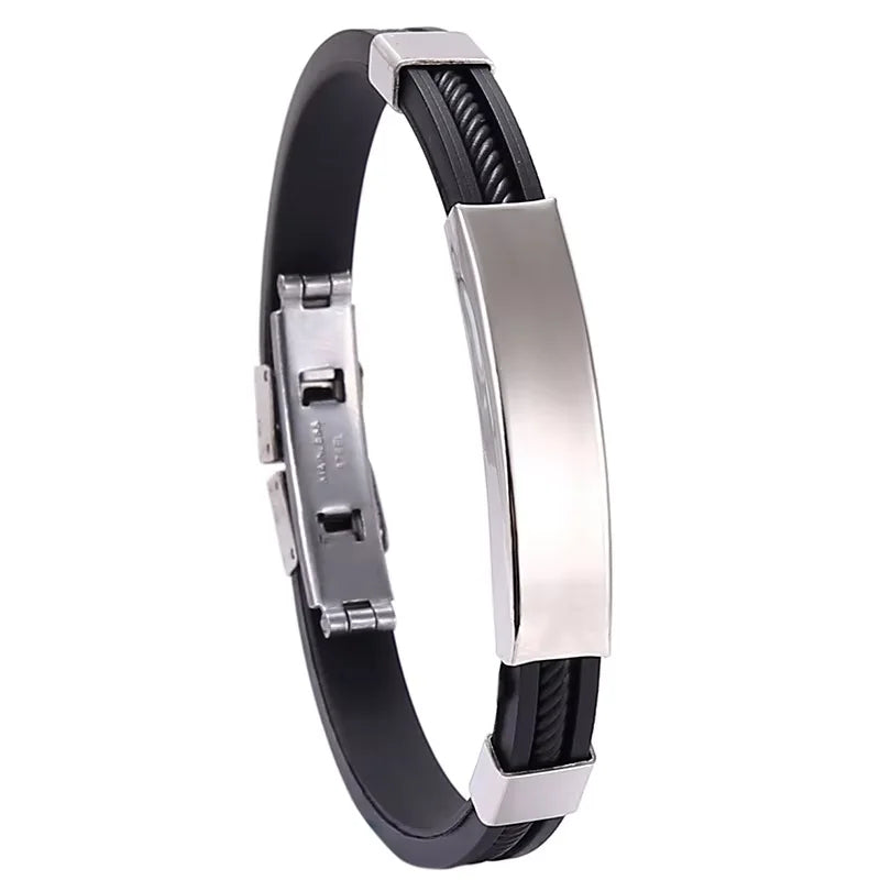 Custom Logo Name Engrave Silicone Bracelet Inscription Friendship Bracelets For Women Men ID Bracelet Luxury Snap Button Jewelry