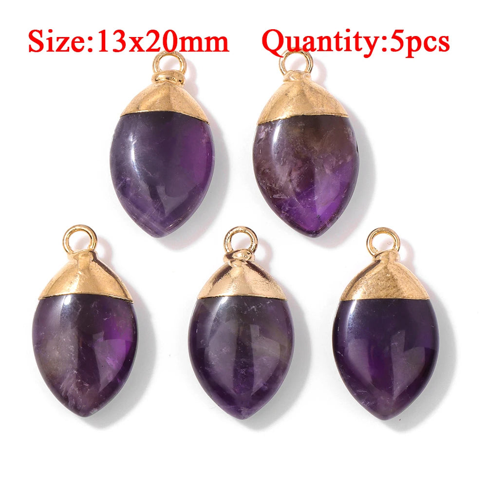Wholesale Natural Amethyst Pendant Connector Reiki Hexagon Sun Bag Sun Stone Charm For Handmade Women Necklace Bracelet Jewelry