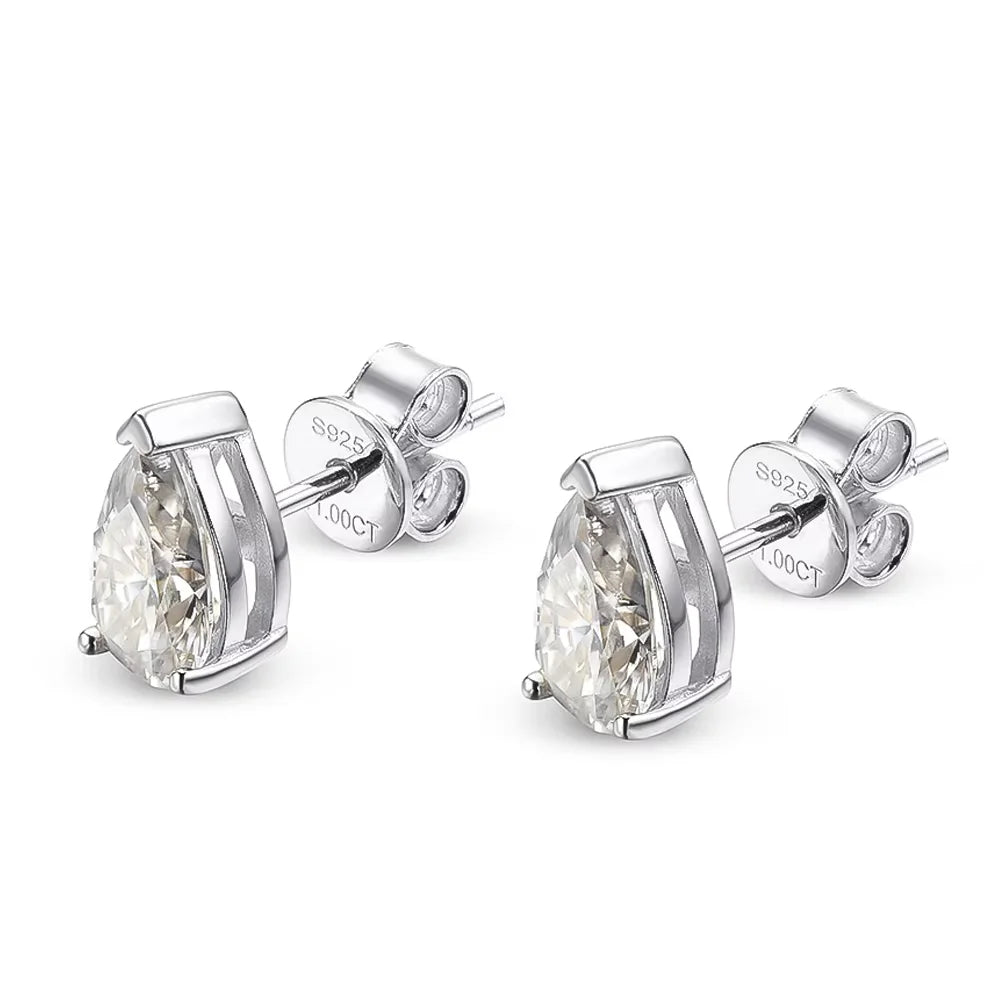 Serenity 1ct 2ct 4ct D Color Pear Moissanite Earrings For Women Gift 100% S925 Sterling Silver Drop-Water Stud Earrings Jewelry