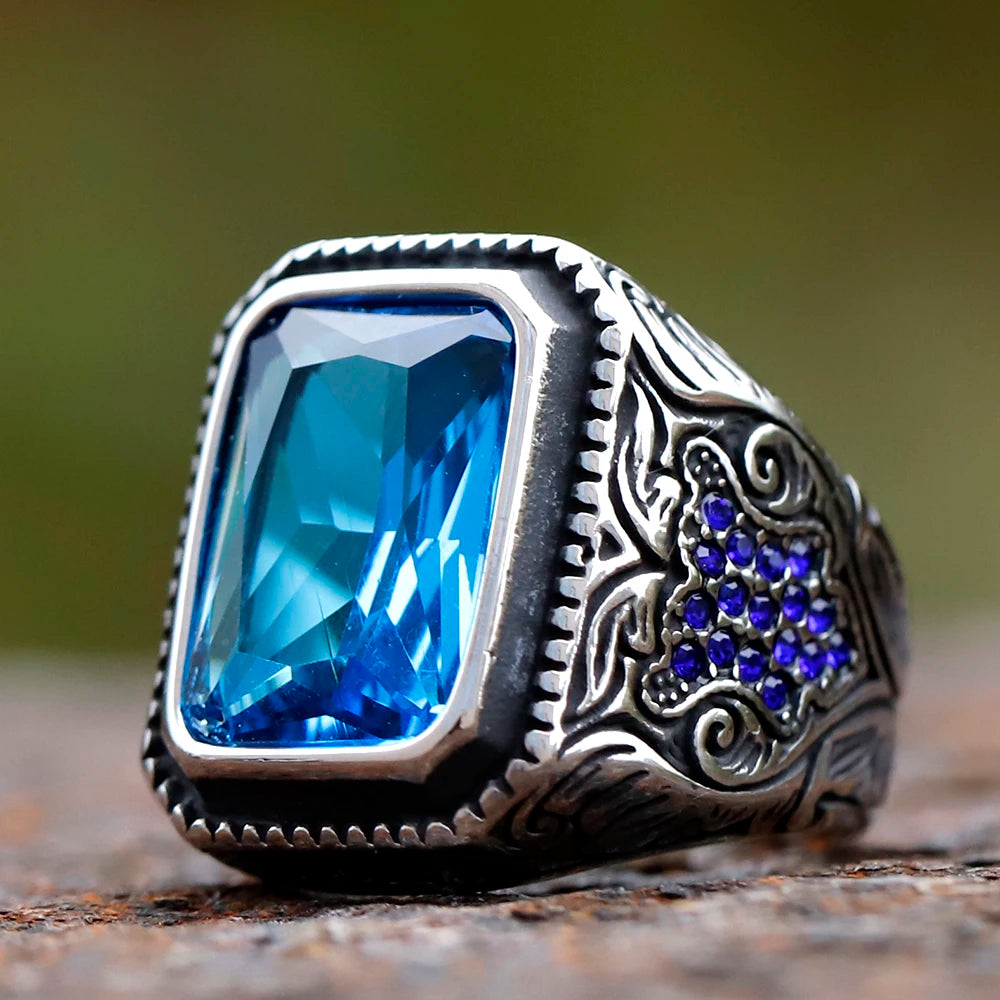 New Unique Design 316L Stainless Steel Turkish Stone Ring CZ Ring For Men High Quality Zircon Jewelry Gift