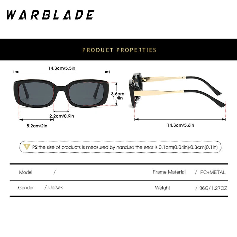 Vintage Rectangle Frame Sunglasses Men Fashion Metal Square Sun Glasses Luxury Brand Design UV400 Shades Eyewear Women Goggles