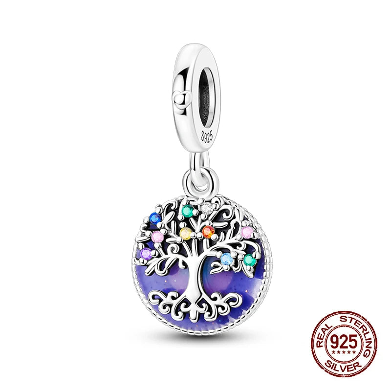 Fashion 925 Sterling Silver Heart Shape Tree Of Life Mother Sister Hug Charms Beads Fit Original Bracelets Fine DIY Jewelry Gift