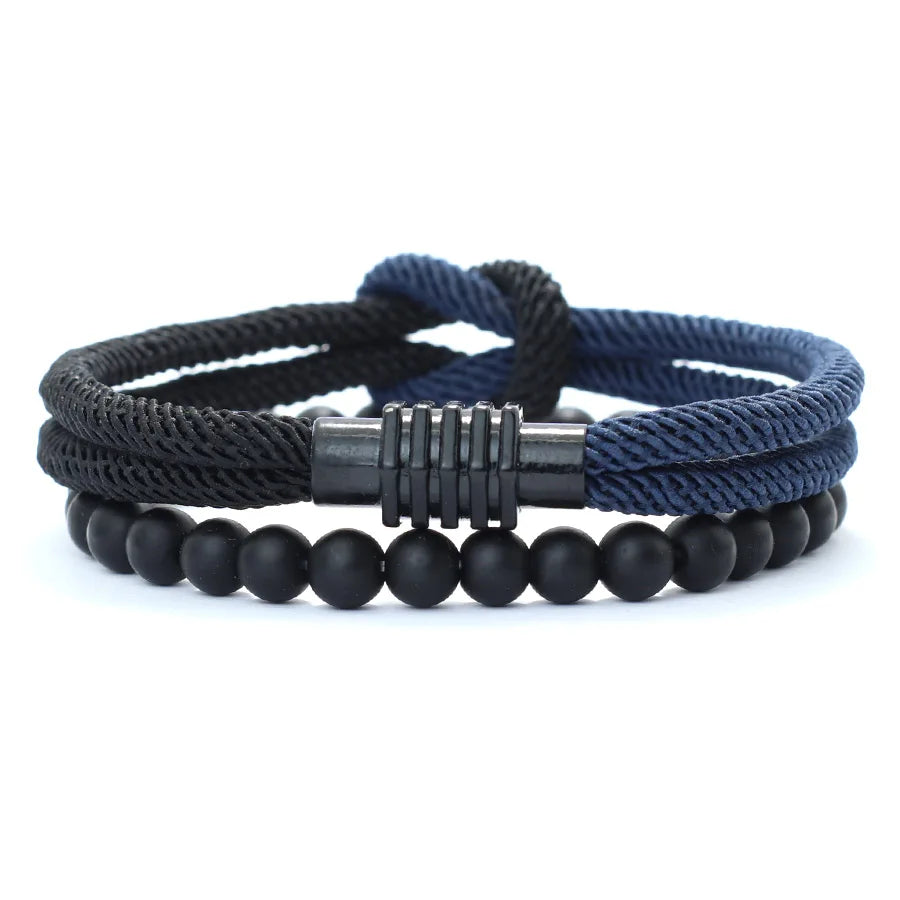 Classic Contrasting Design Bracelet Set For Men 2Pcs/Pair Grade A 4mm Lucky Red Thread Chinese Knot Braslet Meditation Braclet