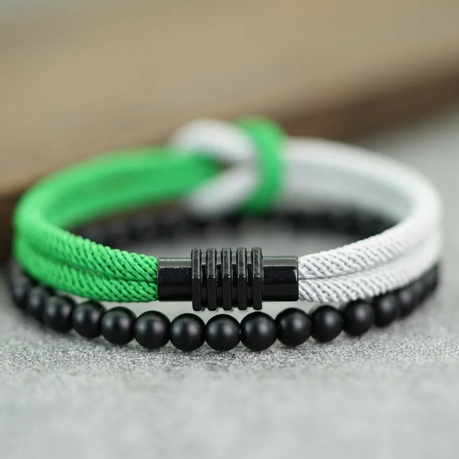 Classic Contrasting Design Bracelet Set For Men 2Pcs/Pair Grade A 4mm Lucky Red Thread Chinese Knot Braslet Meditation Braclet