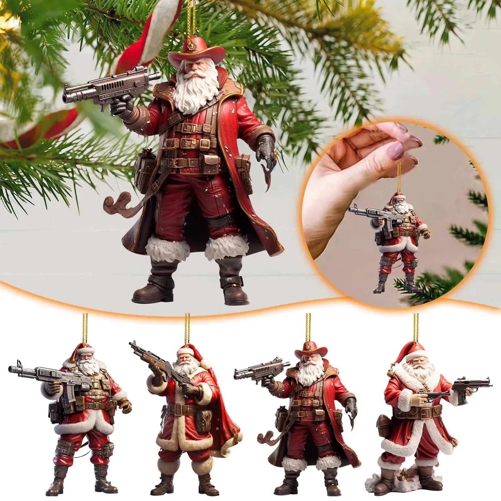 Cool And Imposing Santa Acrylic Material 2D Santa Cool Pendant Decoration Office Home Christmas Tree Decoration