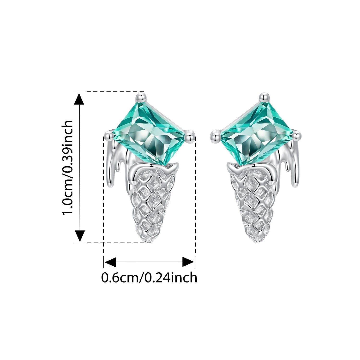 BISAER 925 Sterling Silver Turtle Stud Earrings Ice Cream Starfish Mermaid Hoop Earrings for Party Fine Jewelry Holiday Gift