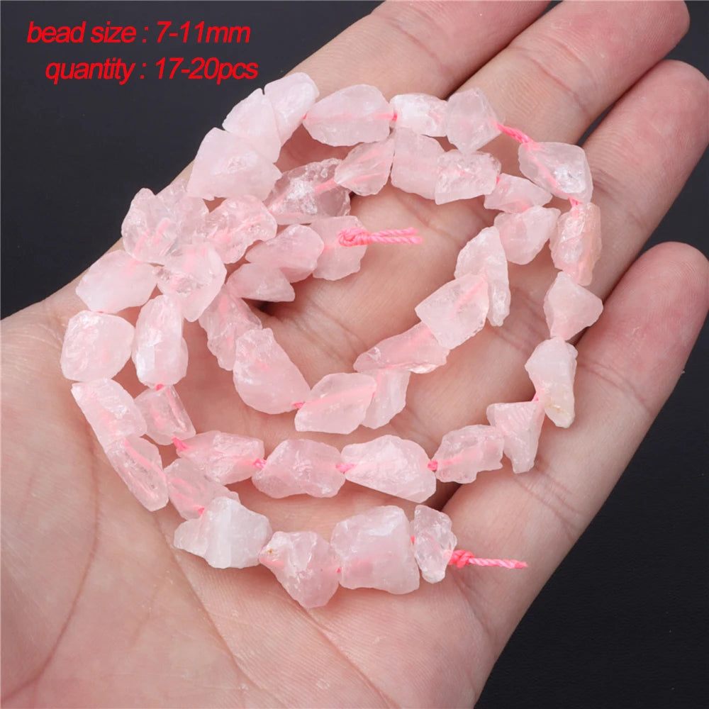 45 Style Natural Rose Quartz Bead Round Tube Crystal Loose Beads For Jewelry Making Handmade Diy Bracelet Necklace Accessories