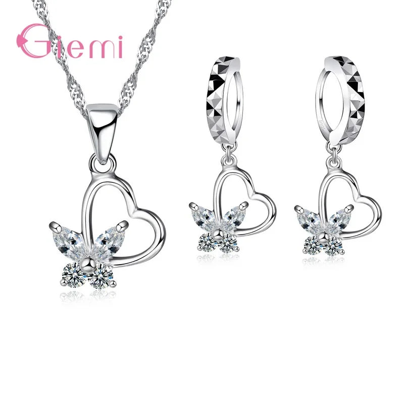 925 silber Neue Ankunft Vielfältigen Pfirsich Herz Form Mode Hochzeit Engagement Geschenk Halskette Ohrringe Schmuck Sets