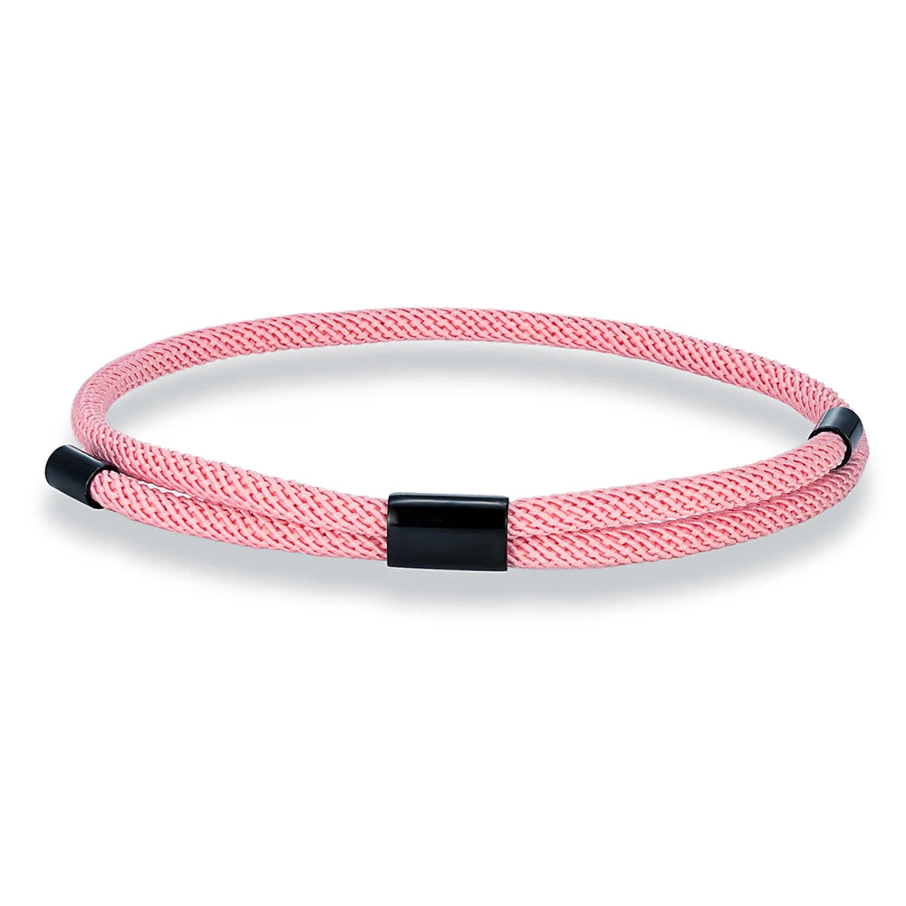 MKENDN Modisches schwarzes Nylonarmband für Damen und Herren aus strapazierfähigem Marine-Nylon mit poliertem schwarzem Edelstahlverschluss – schlichtes Schmuckstück