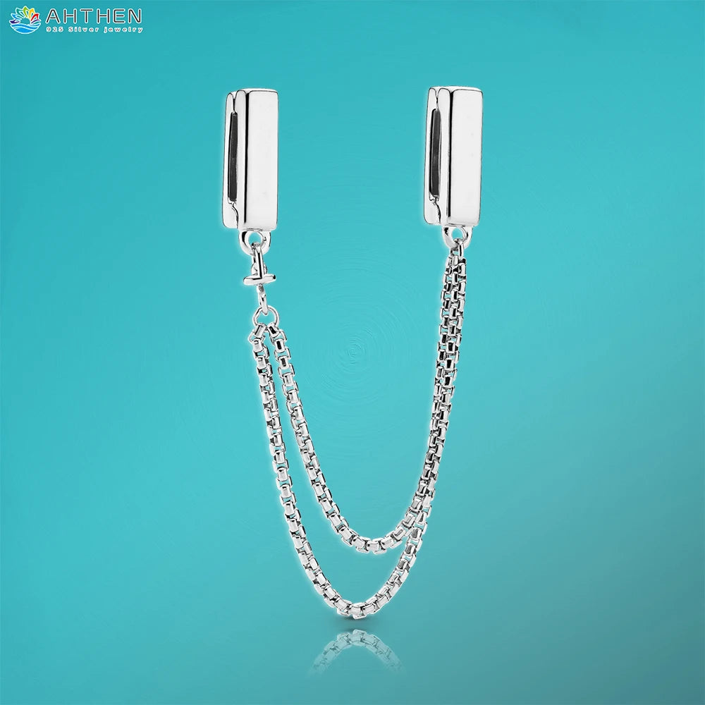 Ahthen 925 Sterling Silver Bead Silver Star Timeless Sparkle Heart Dangle Clip Charms fit Snake Chain Reflexions Bracelets