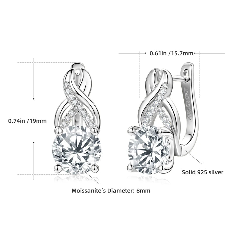 OXTAO 925 Sterling Silver Moissanite Infinity Hoop Earrings for Women 18K Gold Plated Wedding Party Jewelry Christmas Gifts