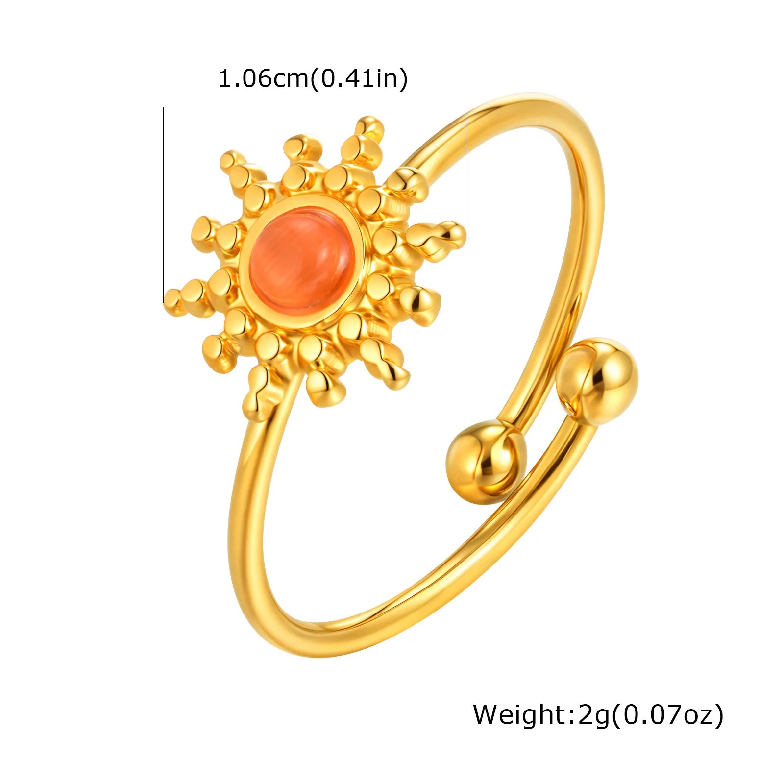 Vnox Stainless Steel Sun Turquoise Opal Rings For Women Gold Color Oval Round Opal Rings Aesthetic Ring Jewelry Wedding Party