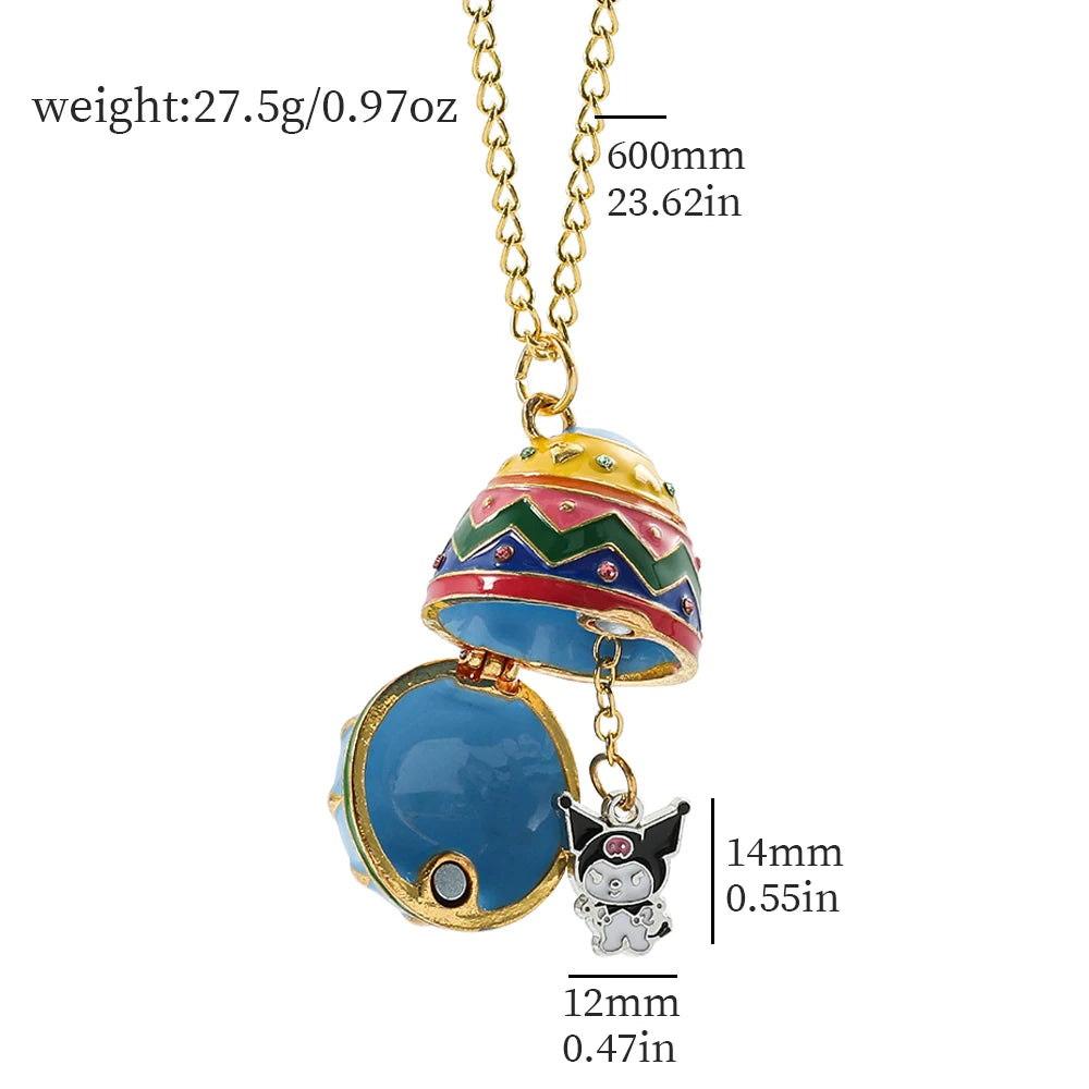 Collier pendentif œuf de Pâques Hello Kitty de Sanrio, collier pendentif œuf de Pâques créatif et ouvrable, beaux cadeaux de Pâques