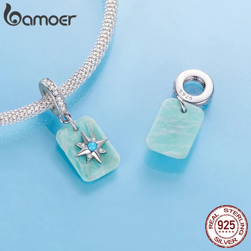 BAMOER Heilender lila Kristall Unendlichkeitsanhänger Sternenamazonit-Charm Auge des Horus Passend für Original-Armbänder DIY-Schmuckzubehör