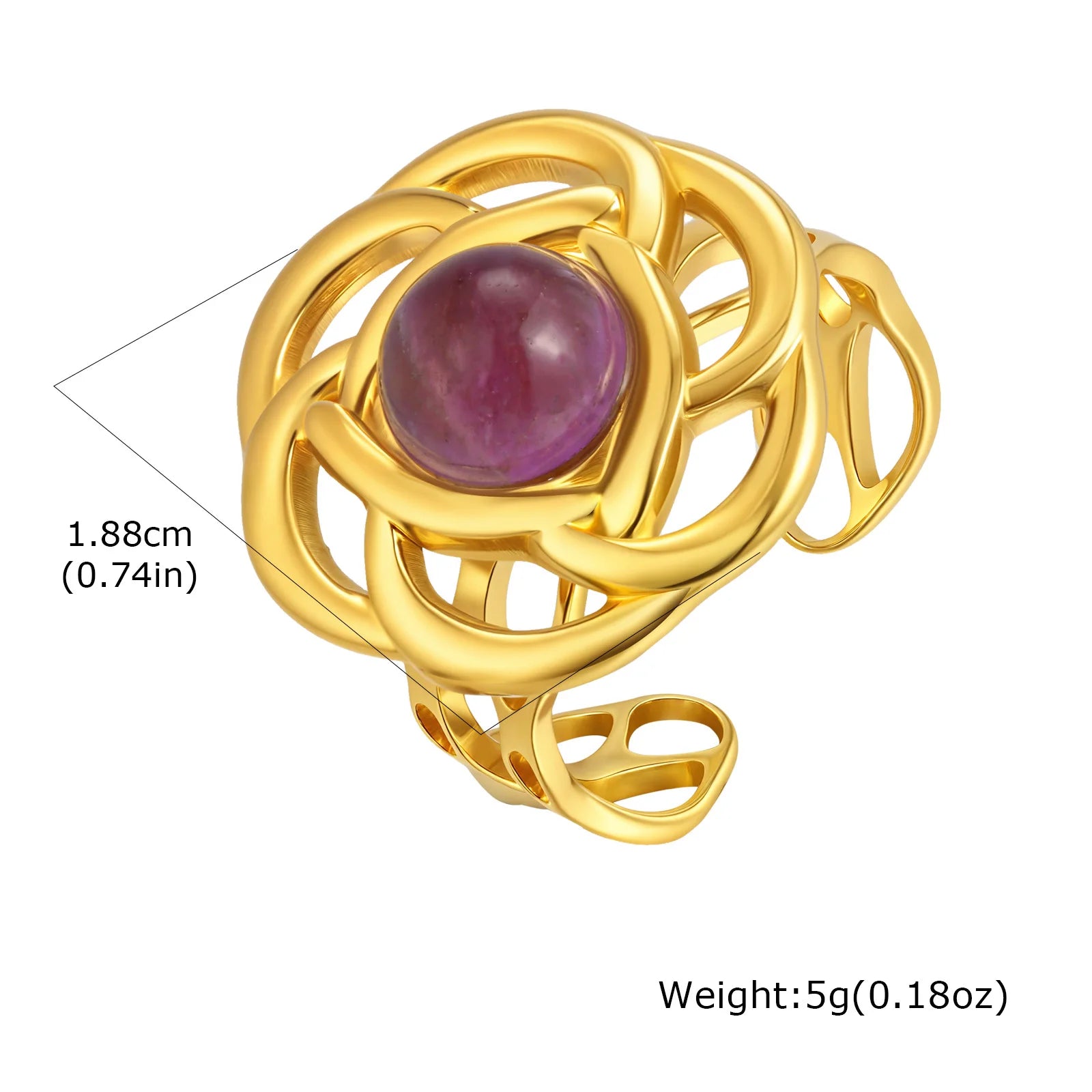 Vnox Elegant Natural Stone Stainless Steel Rings Fashion Colored Pearl Opal Turquoise Rings For Women Retro Waterproof Jewelry