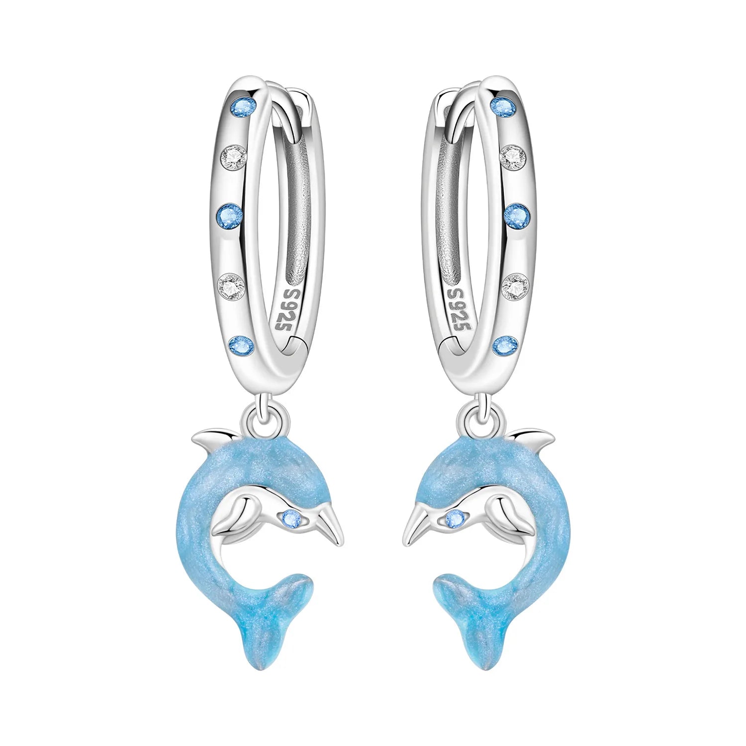 PANPOKI 925 Sterling Silver Sparkling Blue Snowflake Earrings Series Drop Earrings For Women Party Gifts Trendy Jewelry