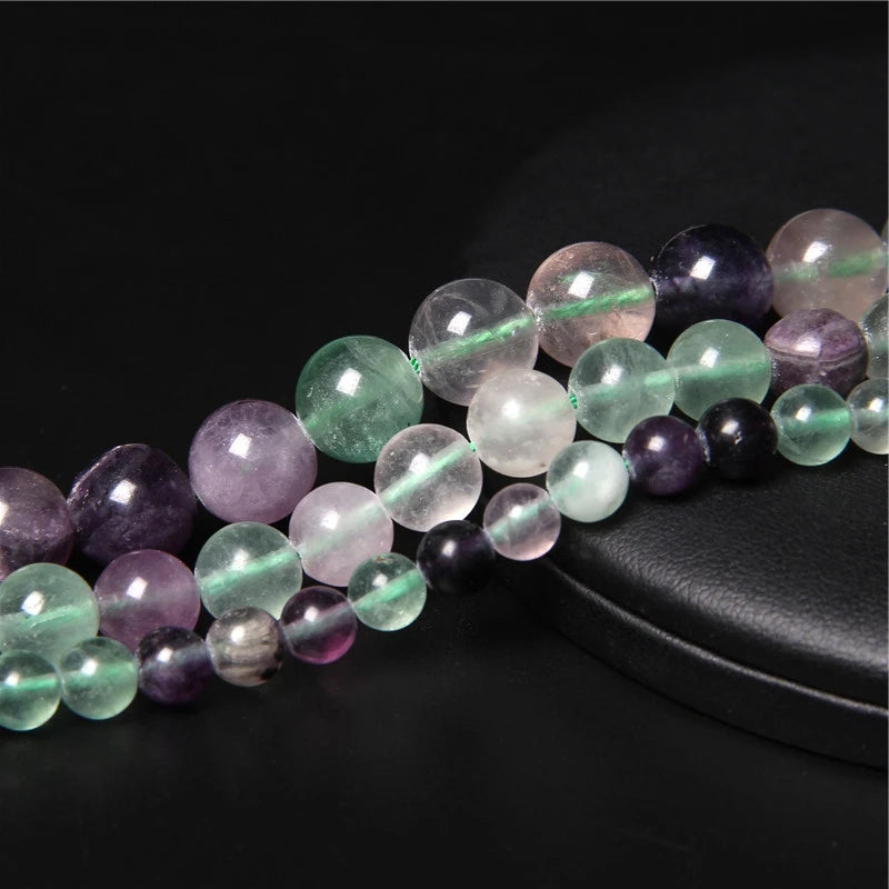 Hot Sales Natural Fluorite Beads Smooth Purple Round Loose Beads For Jewelry Making Bracelet Accessries 4 6 8 10 12MM 15" Strand