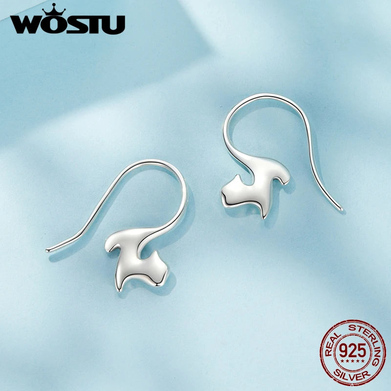 WOSTU Real 925 Sterling Silver Lovely Cat Stud Earrings For Women European Animal Ear Hoops Party Jewelry Birthday Gift