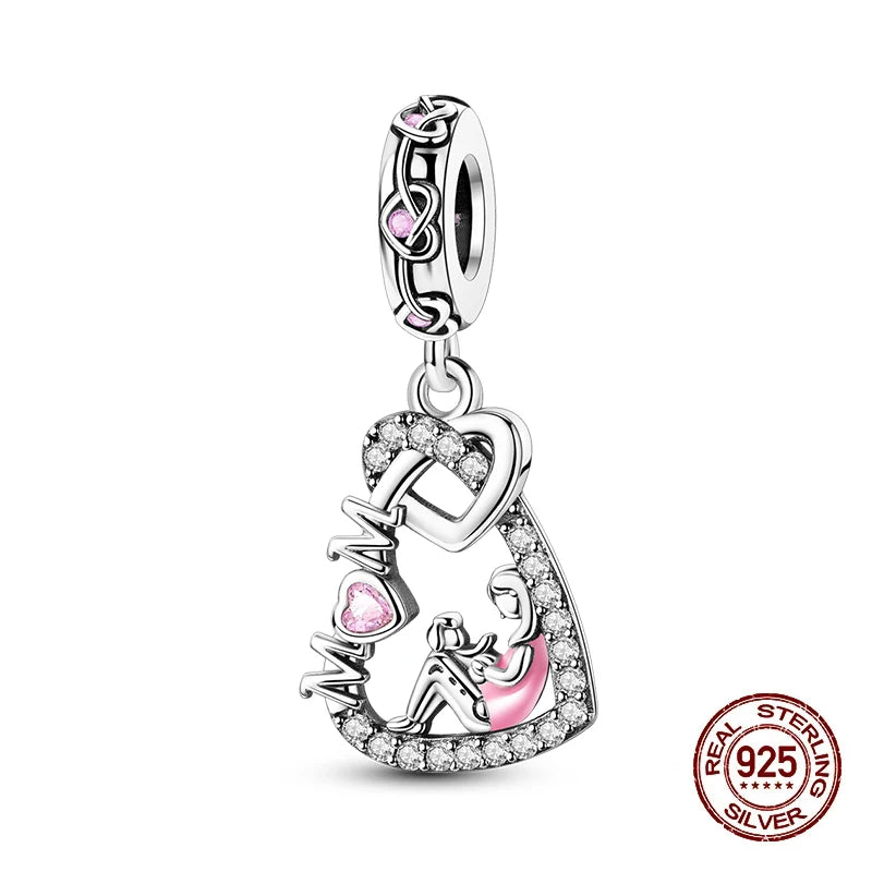 Fashion 925 Sterling Silver Heart Shape Tree Of Life Mother Sister Hug Charms Beads Fit Original Bracelets Fine DIY Jewelry Gift