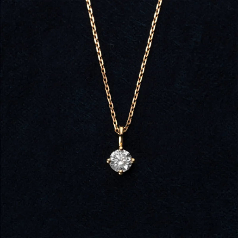 Halskette aus 925er Sterlingsilber, plattiert, 14 Karat, klassische Schlüsselbeinkette mit vier Krallen und einem Zirkonia für Damen, kleiner, exquisiter Hochzeitsschmuck