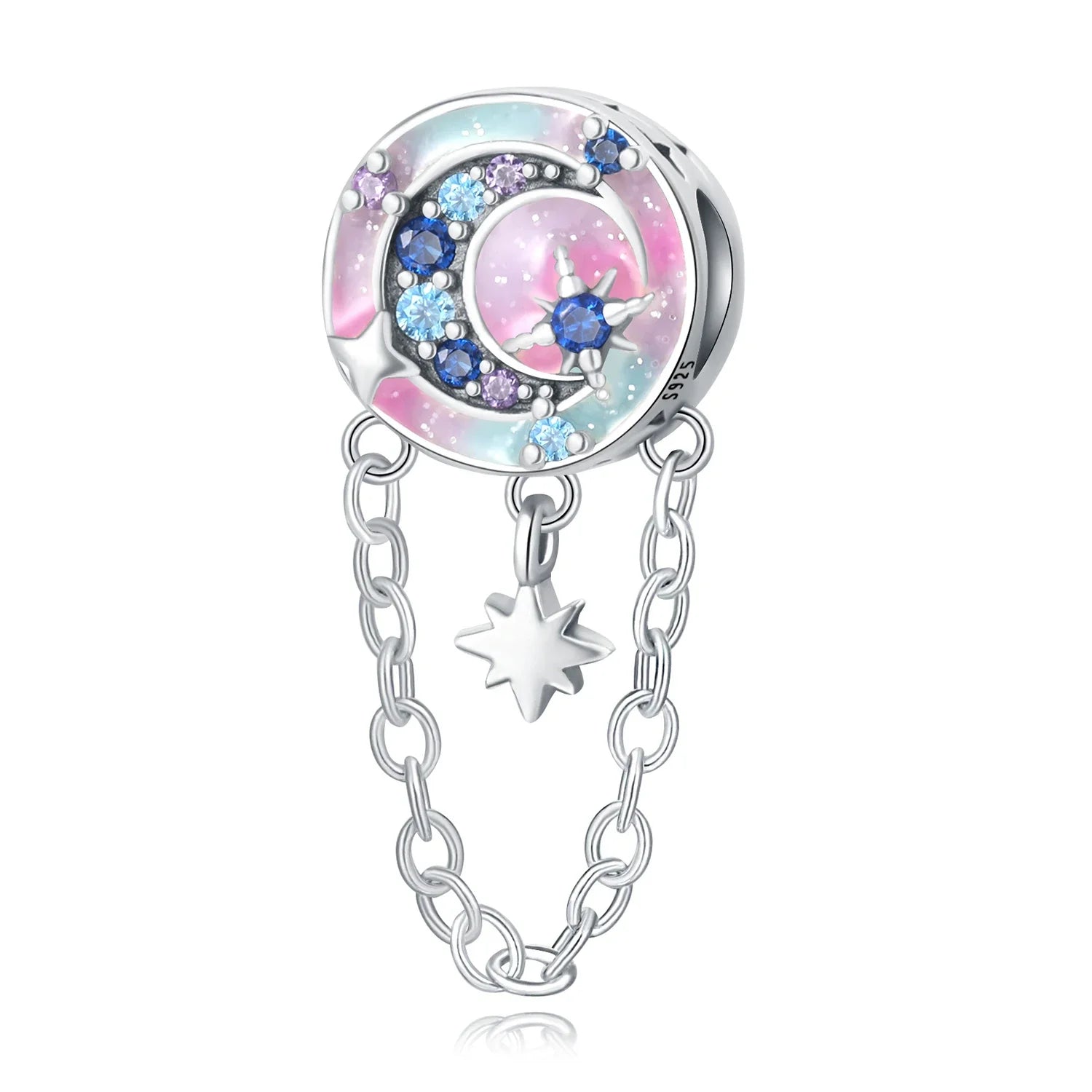 925 Sterling Silver Purple Heart Moon Planet Charm Pendant Beads Fit Charms Silver Original Bracelet for Women Jewelry